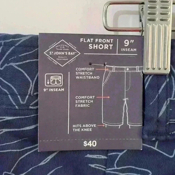 Brand New St JHON'S BAY Men's Shorts Size 38 Navy Blue with Leaves - Picture 5 of 10